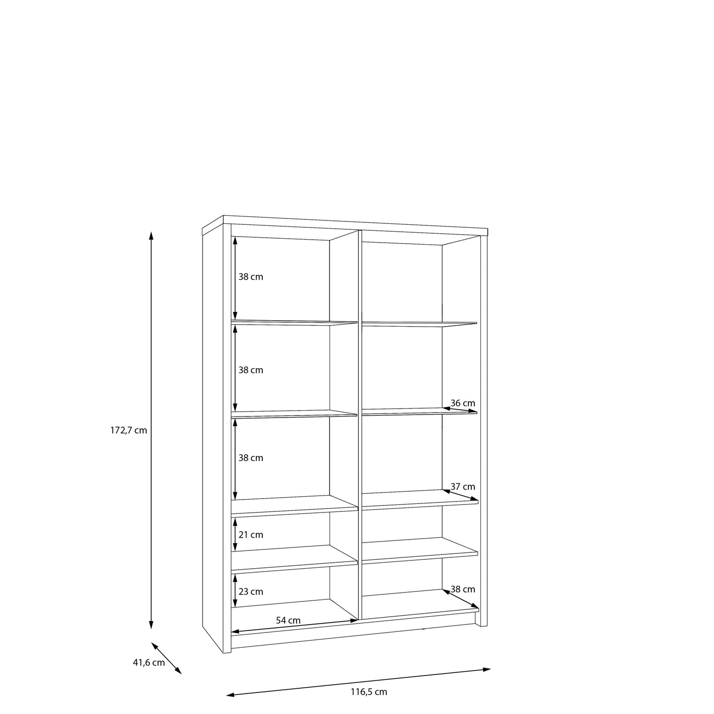 Vitrina 2 Usi Euforica, 116.5 Cm