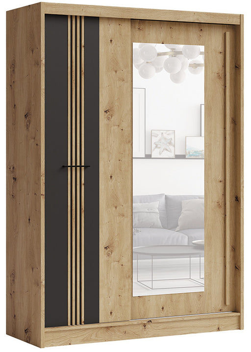 Dulap 2U Culisante Milano, Stejar Artisan Si Negru, 150 Cm