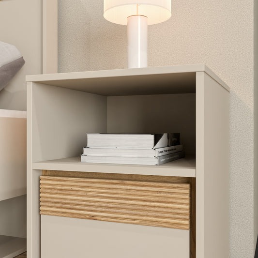 Noptiera Cu 1Sertar Waxala, Stejar Mauvella Si Nisip, 41.3 Cm