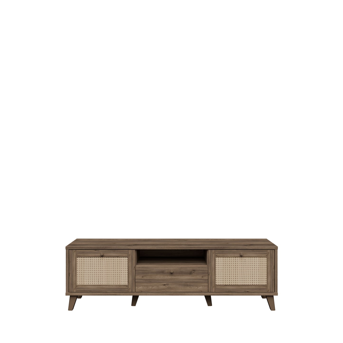 Comoda Tv Glowkiss, Stejar Valencia Si Ratan Natural, 159.2 Cm