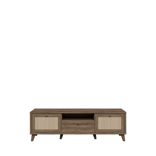 Comoda Tv Glowkiss, Stejar Valencia Si Ratan Natural, 159.2 Cm