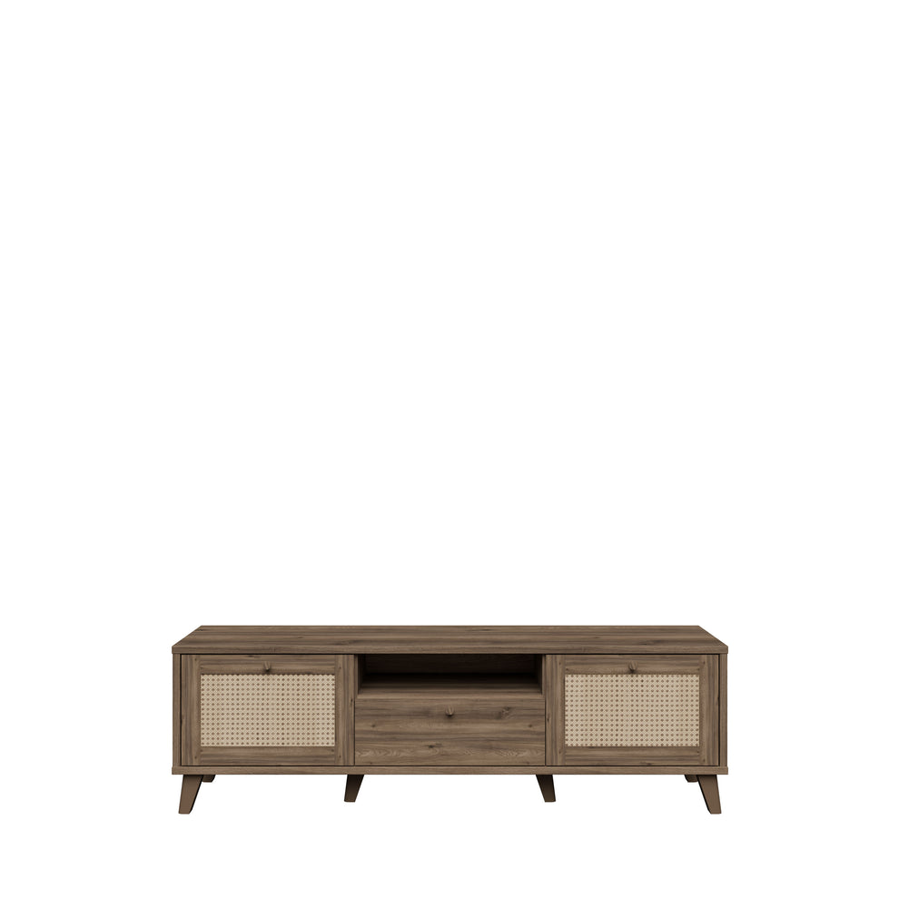Comoda Tv Glowkiss, Stejar Valencia Si Ratan Natural, 159.2 Cm