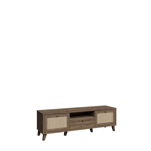 Comoda Tv Glowkiss, Stejar Valencia Si Ratan Natural, 159.2 Cm
