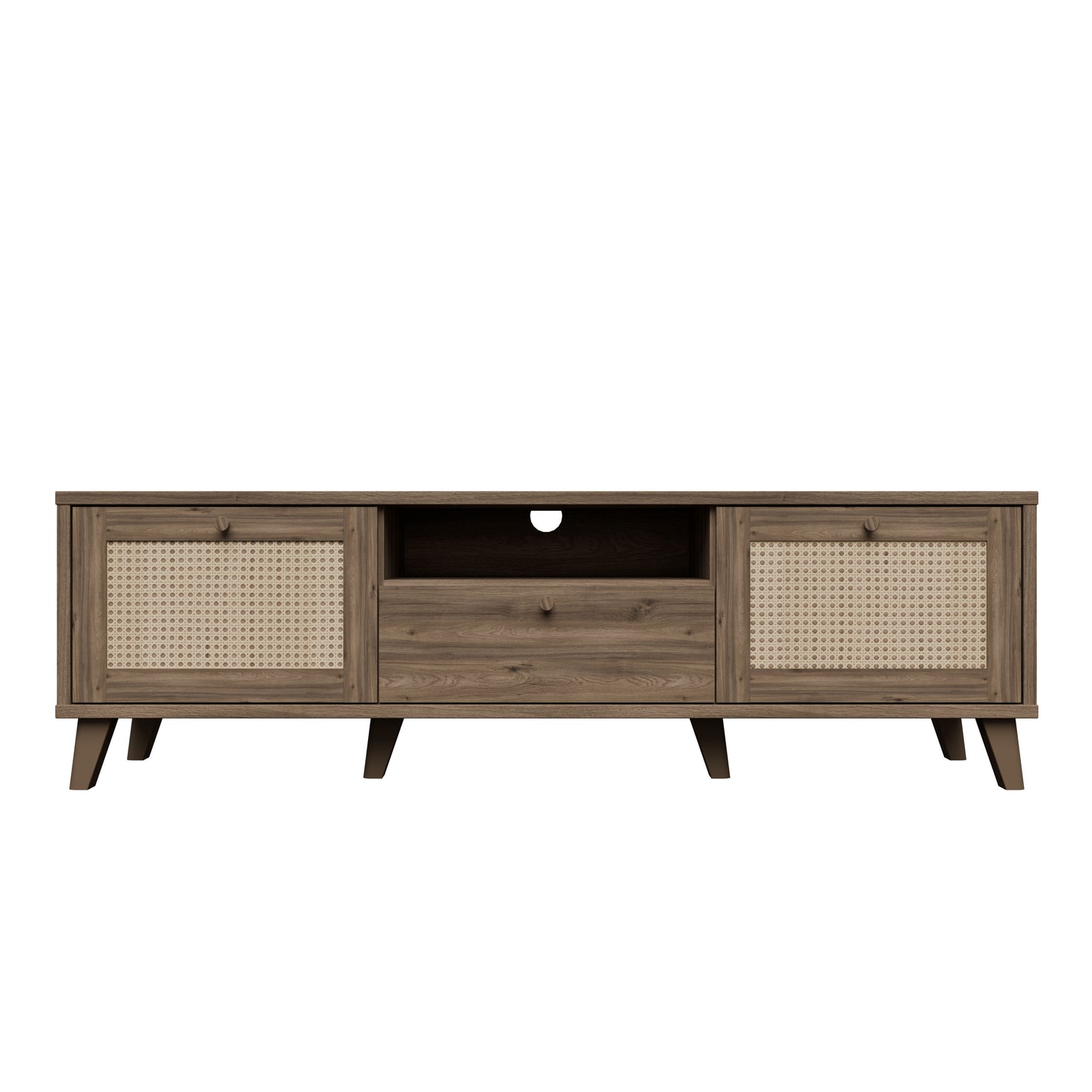 Comoda Tv Glowkiss, Stejar Valencia Si Ratan Natural, 159.2 Cm