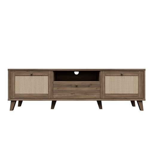 Comoda Tv Glowkiss, Stejar Valencia Si Ratan Natural, 159.2 Cm
