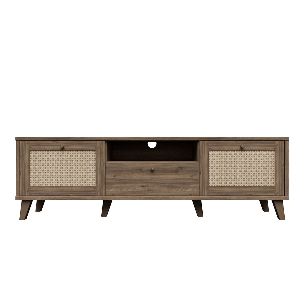 Comoda Tv Glowkiss, Stejar Valencia Si Ratan Natural, 159.2 Cm
