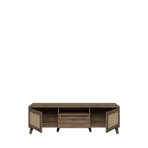 Comoda Tv Glowkiss, Stejar Valencia Si Ratan Natural, 159.2 Cm
