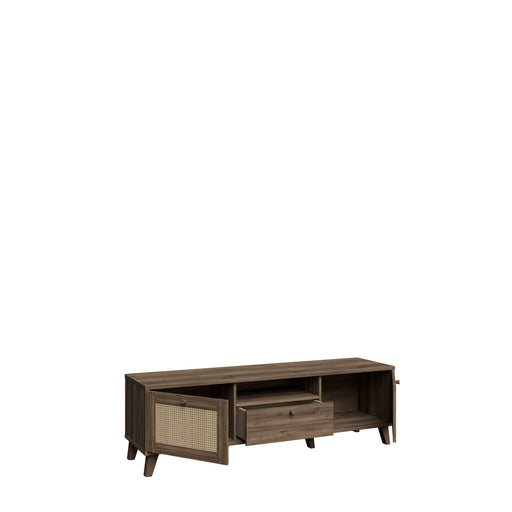 Comoda Tv Glowkiss, Stejar Valencia Si Ratan Natural, 159.2 Cm