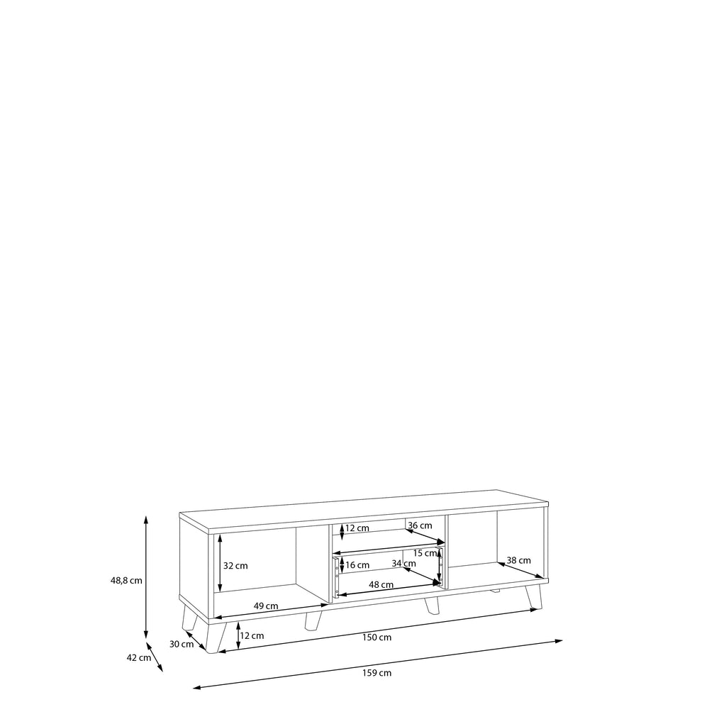 Comoda Tv Glowkiss, Stejar Valencia Si Ratan Natural, 159.2 Cm