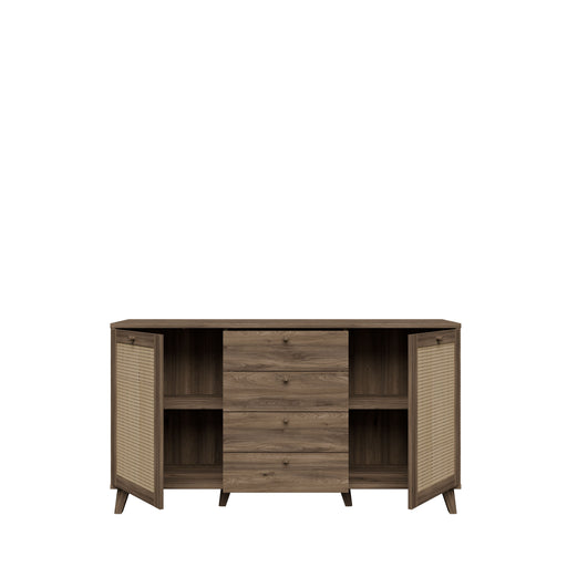 Bufet Glowkiss, Stejar Valencia Si Ratan Natural, 159.2 Cm
