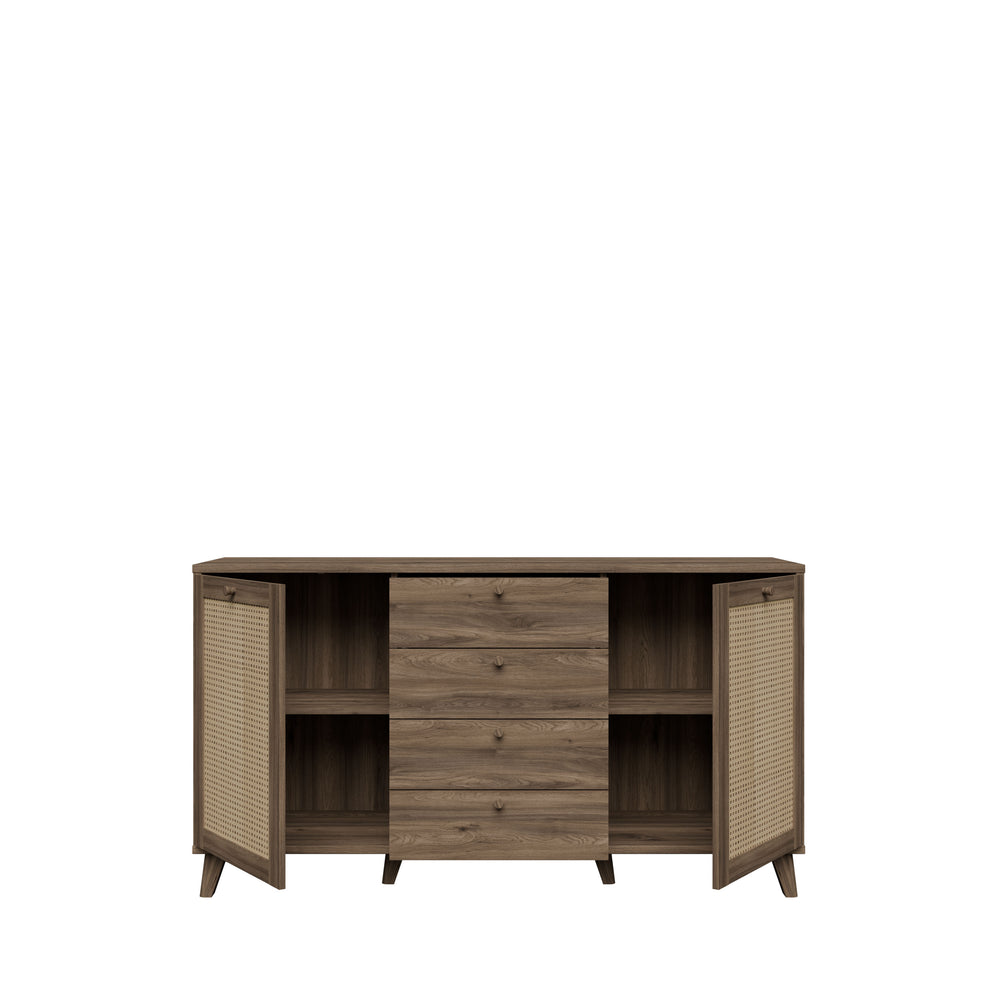 Bufet Glowkiss, Stejar Valencia Si Ratan Natural, 159.2 Cm