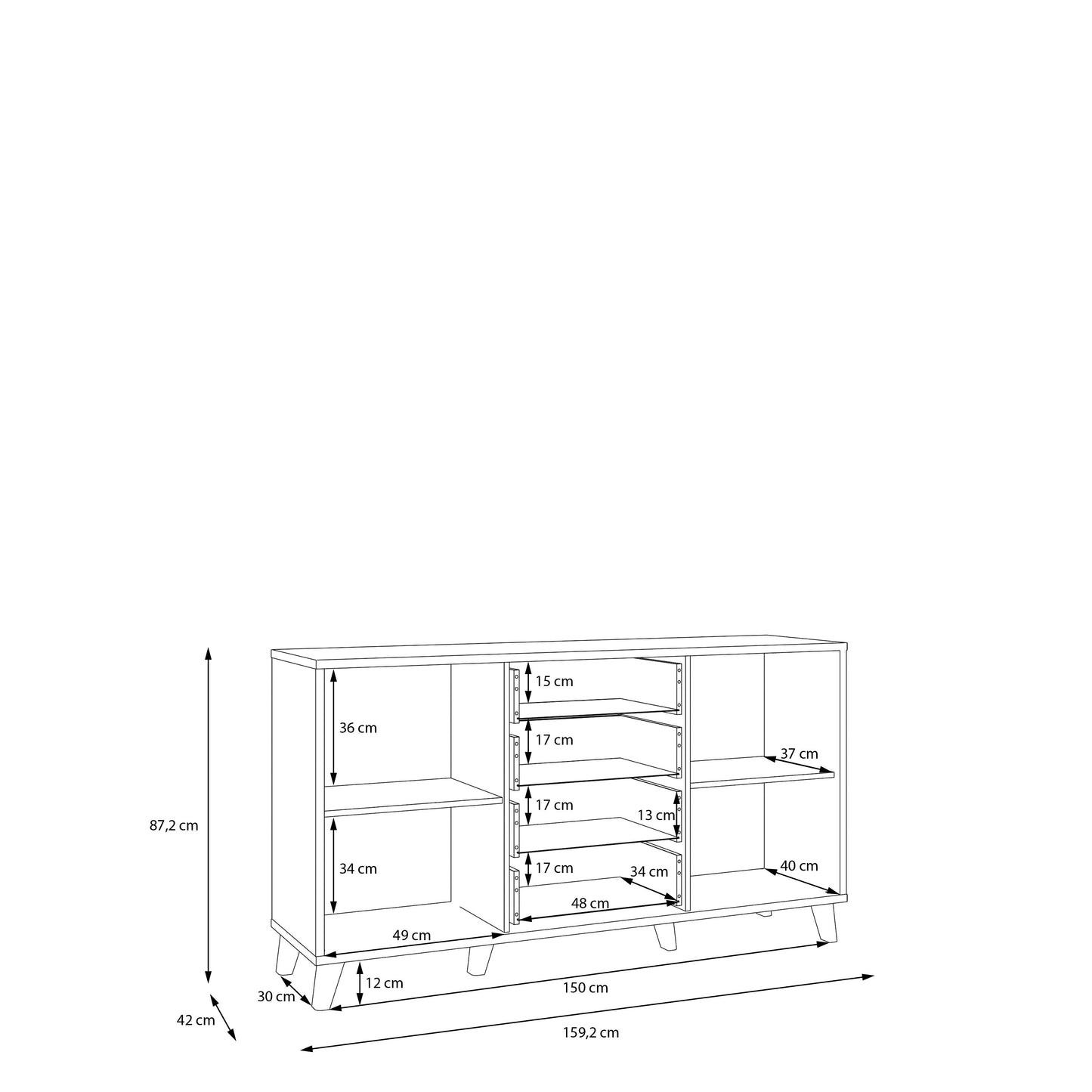 Bufet Glowkiss, Stejar Valencia Si Ratan Natural, 159.2 Cm