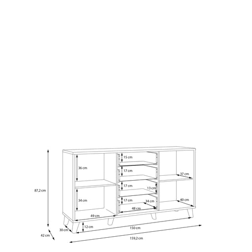 Bufet Glowkiss, Stejar Valencia Si Ratan Natural, 159.2 Cm
