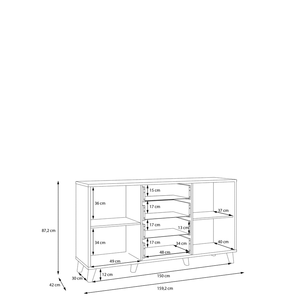 Bufet Glowkiss, Stejar Valencia Si Ratan Natural, 159.2 Cm