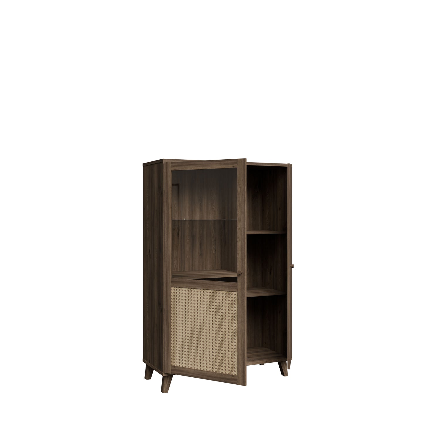 Vitrina Joasa Glowkiss, Stejar Valencia Si Ratan Natural, 99.5Cm