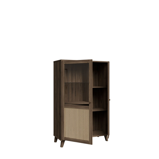Vitrina Joasa Glowkiss, Stejar Valencia Si Ratan Natural, 99.5Cm