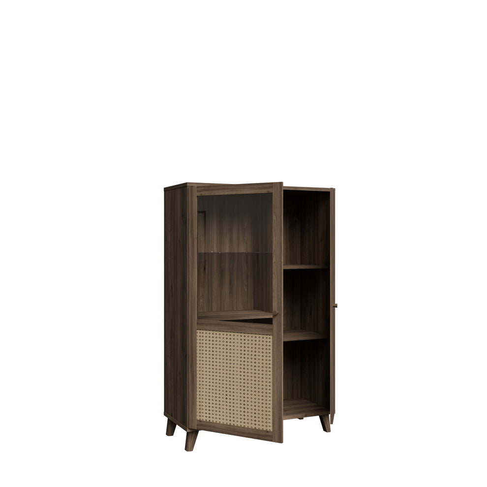 Vitrina Joasa Glowkiss, Stejar Valencia Si Ratan Natural, 99.5Cm