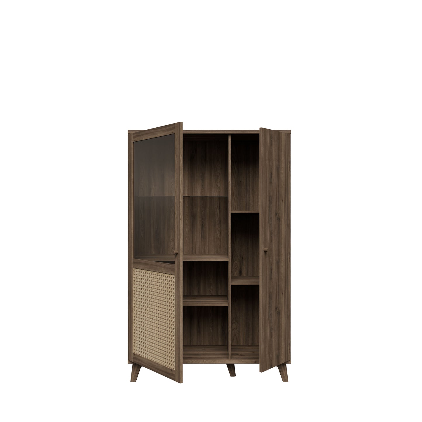 Vitrina Joasa Glowkiss, Stejar Valencia Si Ratan Natural, 99.5Cm