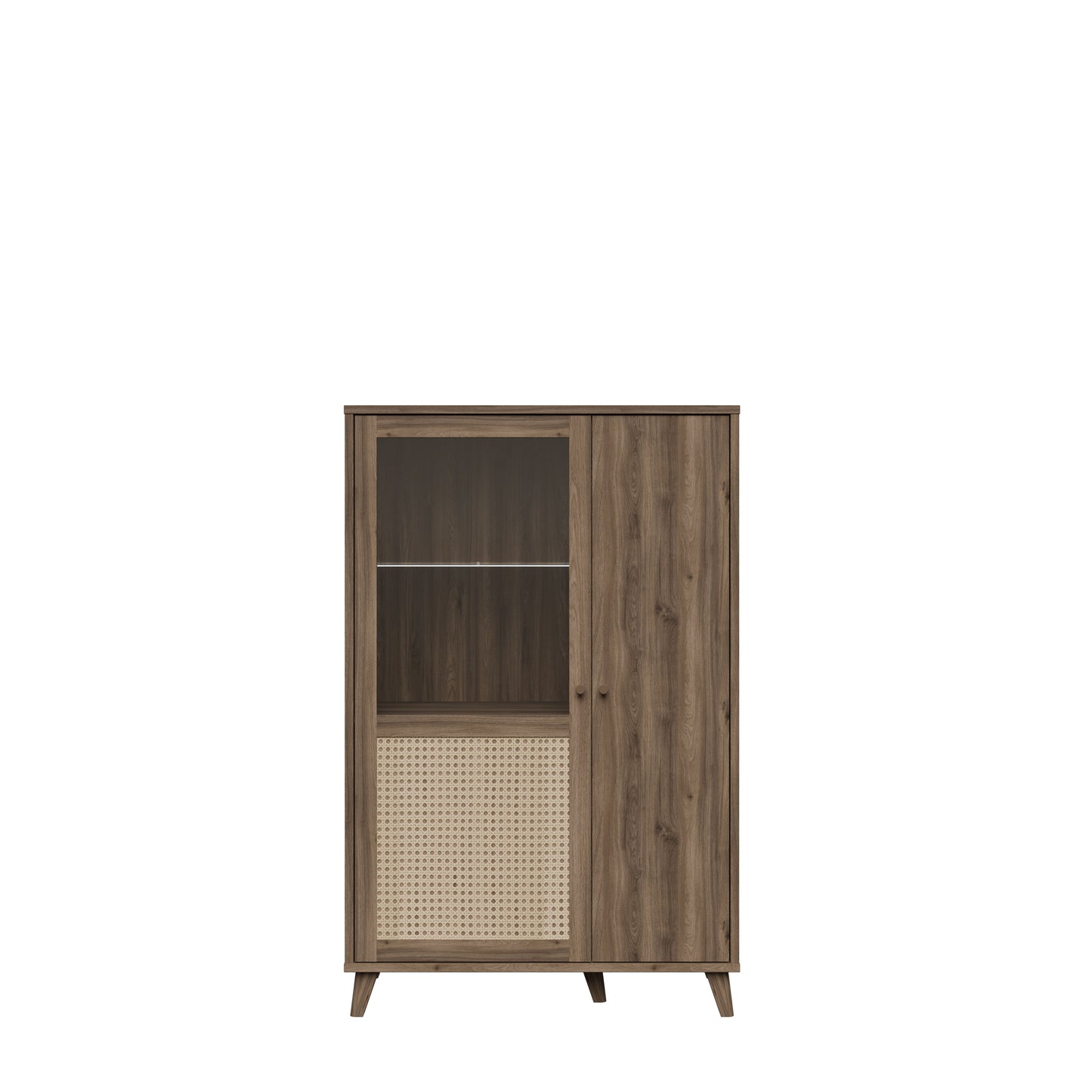 Vitrina Joasa Glowkiss, Stejar Valencia Si Ratan Natural, 99.5Cm