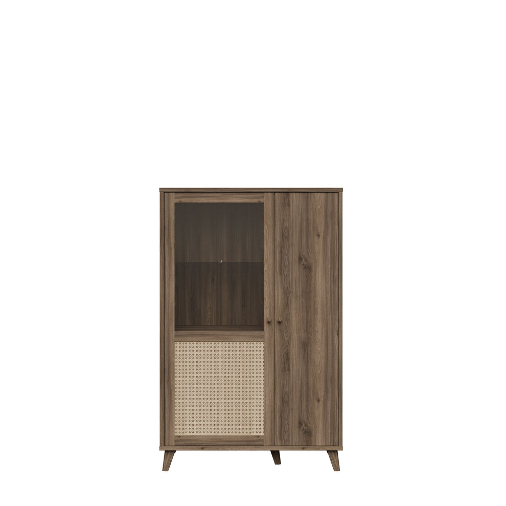 Vitrina Joasa Glowkiss, Stejar Valencia Si Ratan Natural, 99.5Cm