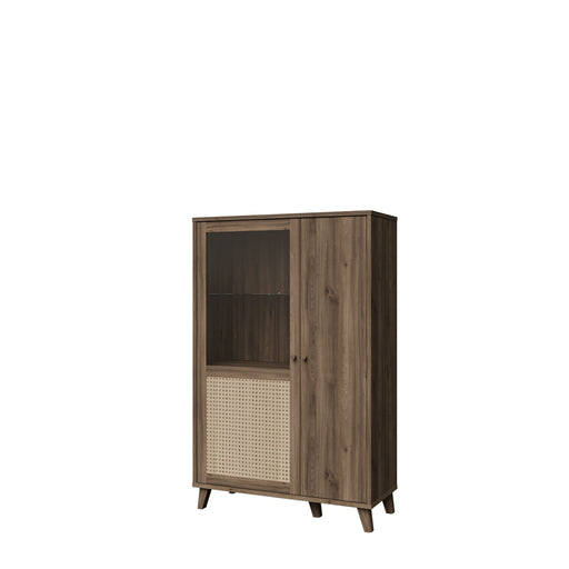 Vitrina Joasa Glowkiss, Stejar Valencia Si Ratan Natural, 99.5Cm