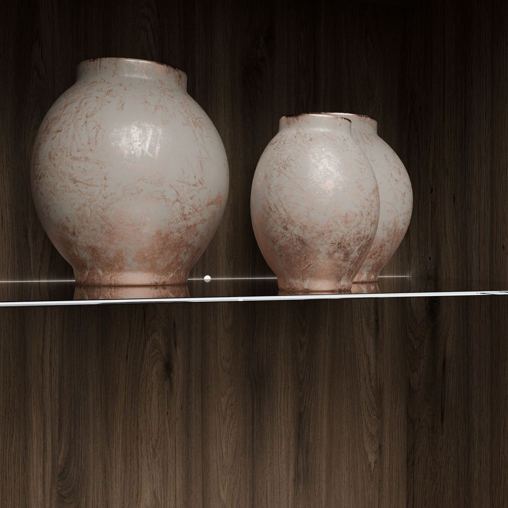 Vitrina Joasa Glowkiss, Stejar Valencia Si Ratan Natural, 99.5Cm