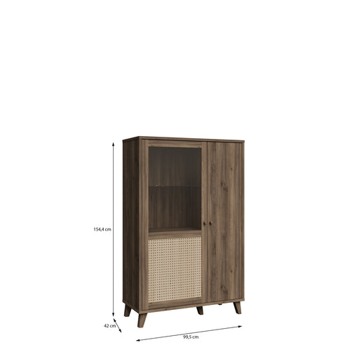 Vitrina Joasa Glowkiss, Stejar Valencia Si Ratan Natural, 99.5Cm