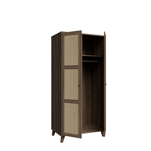 Dulap 2 Usi Glowkiss, Stejar Valencia Si Ratan Natural, 94.8 Cm
