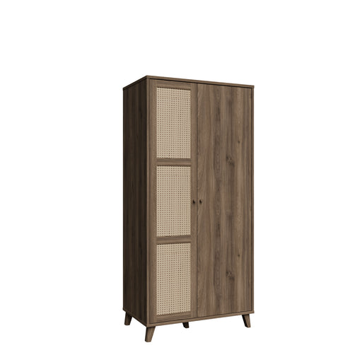 Dulap 2 Usi Glowkiss, Stejar Valencia Si Ratan Natural, 94.8 Cm