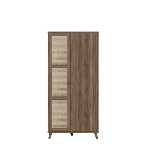 Dulap 2 Usi Glowkiss, Stejar Valencia Si Ratan Natural, 94.8 Cm