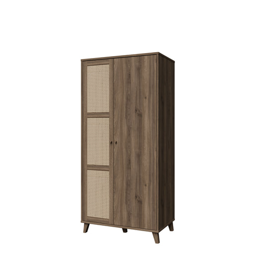 Dulap 2 Usi Glowkiss, Stejar Valencia Si Ratan Natural, 94.8 Cm
