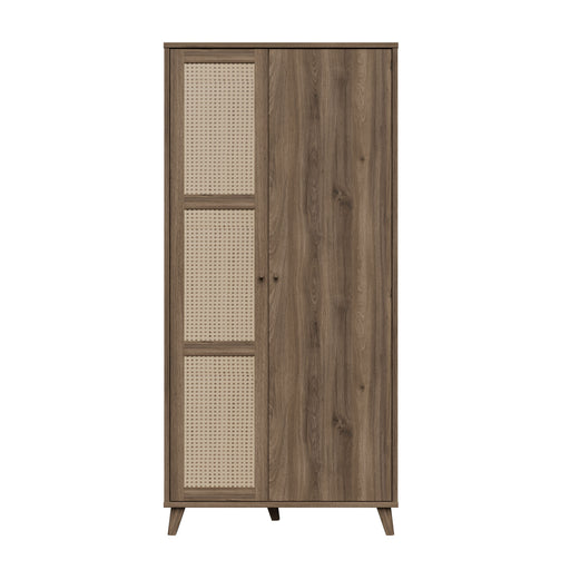 Dulap 2 Usi Glowkiss, Stejar Valencia Si Ratan Natural, 94.8 Cm