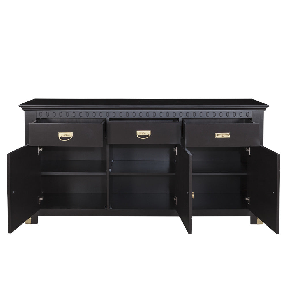 Bufet 3 Usi Si 3 Sertare Saint Tropez New, Vopsit Negru, 173.8 cm