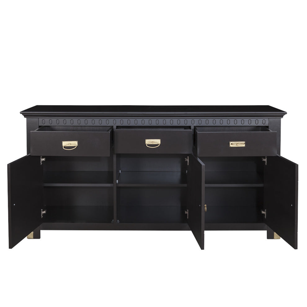 Bufet 3 Usi Si 3 Sertare Saint Tropez New, Vopsit Negru, 173.8 cm