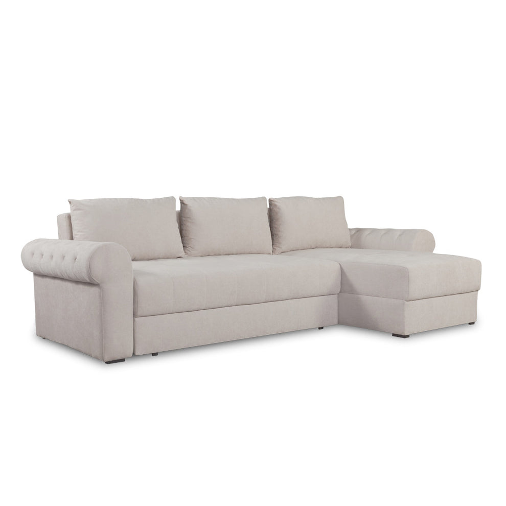 Coltar Extensibil Dreapta Trendy, 5 Locuri, Lada Depozitare, Wind 5, Crem, 275 Cm