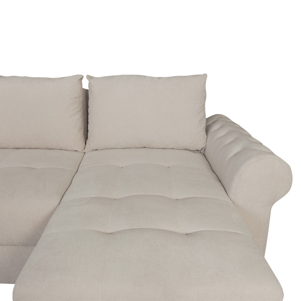 Coltar Extensibil Dreapta Trendy, 5 Locuri, Lada Depozitare, Wind 5, Crem, 275 Cm