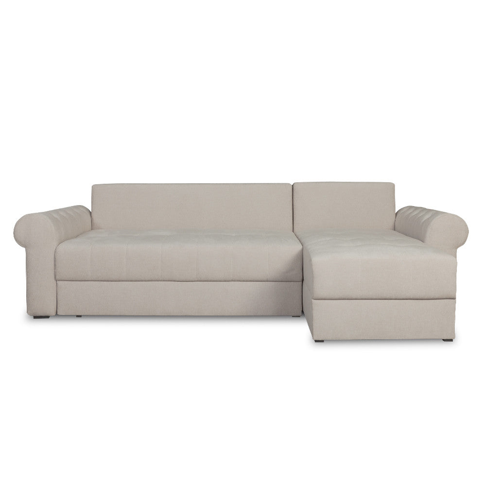 Coltar Extensibil Dreapta Trendy, 5 Locuri, Lada Depozitare, Wind 5, Crem, 275 Cm