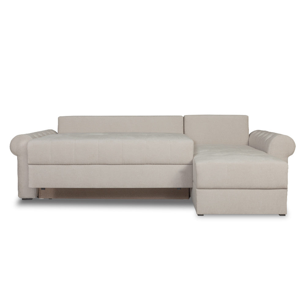 Coltar Extensibil Dreapta Trendy, 5 Locuri, Lada Depozitare, Wind 5, Crem, 275 Cm