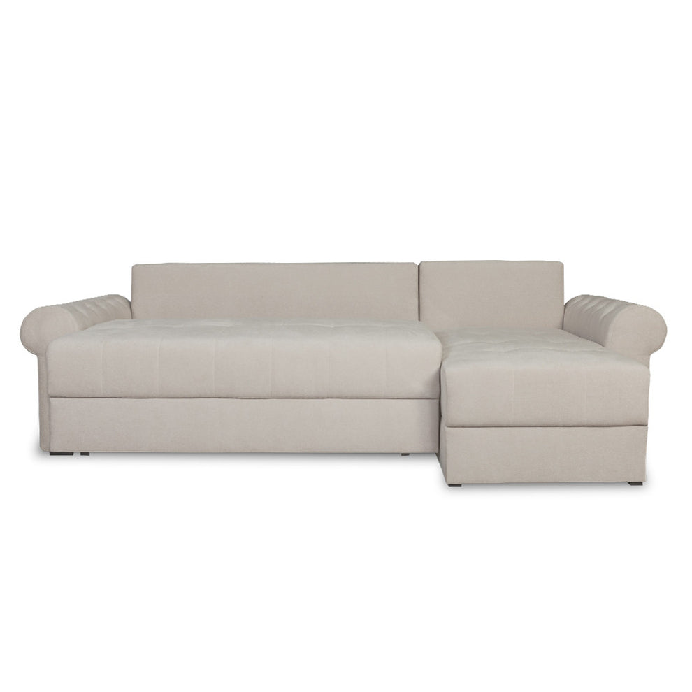 Coltar Extensibil Dreapta Trendy, 5 Locuri, Lada Depozitare, Wind 5, Crem, 275 Cm