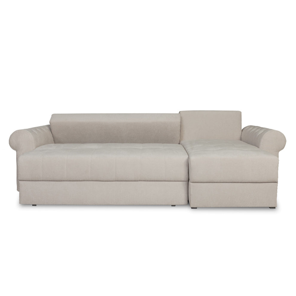 Coltar Extensibil Dreapta Trendy, 5 Locuri, Lada Depozitare, Wind 5, Crem, 275 Cm