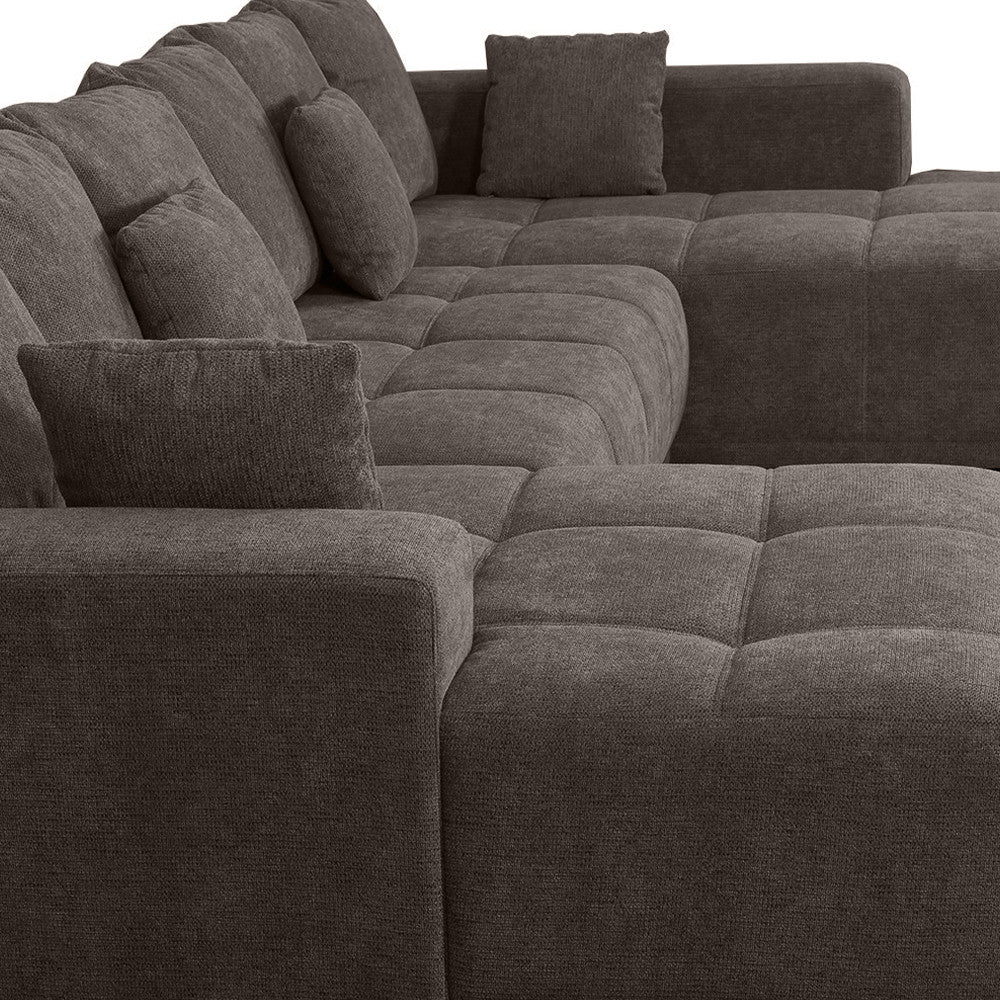 Coltar U Extensibil Otis Dreapta, 6 Locuri, Lada Depozitare, Gri Inchis, 357 Cm