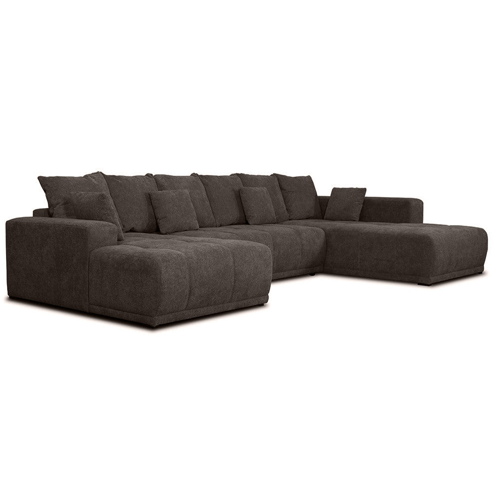 Coltar U Extensibil Otis Dreapta, 6 Locuri, Lada Depozitare, Gri Inchis, 357 Cm