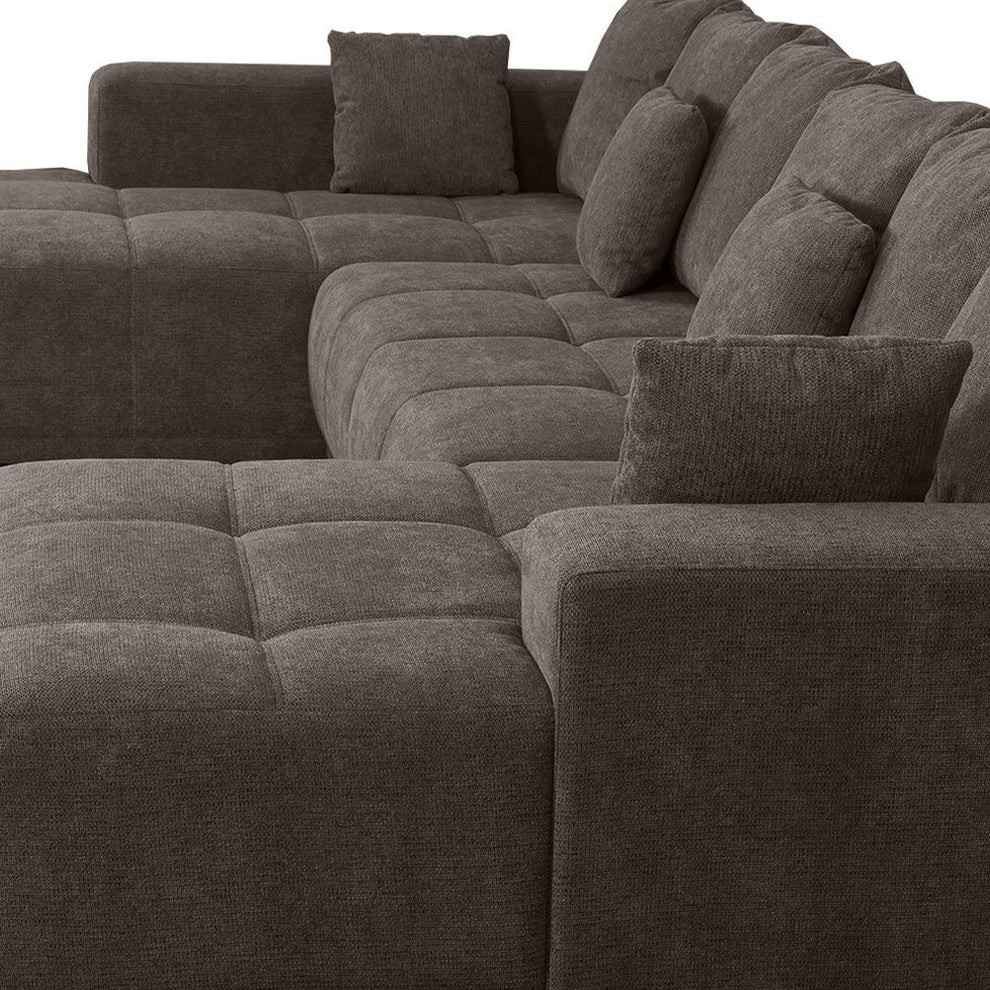 Coltar U Extensibil Otis Stanga, 6 Locuri, Lada Depozitare, Gri Inchis, 357 Cm