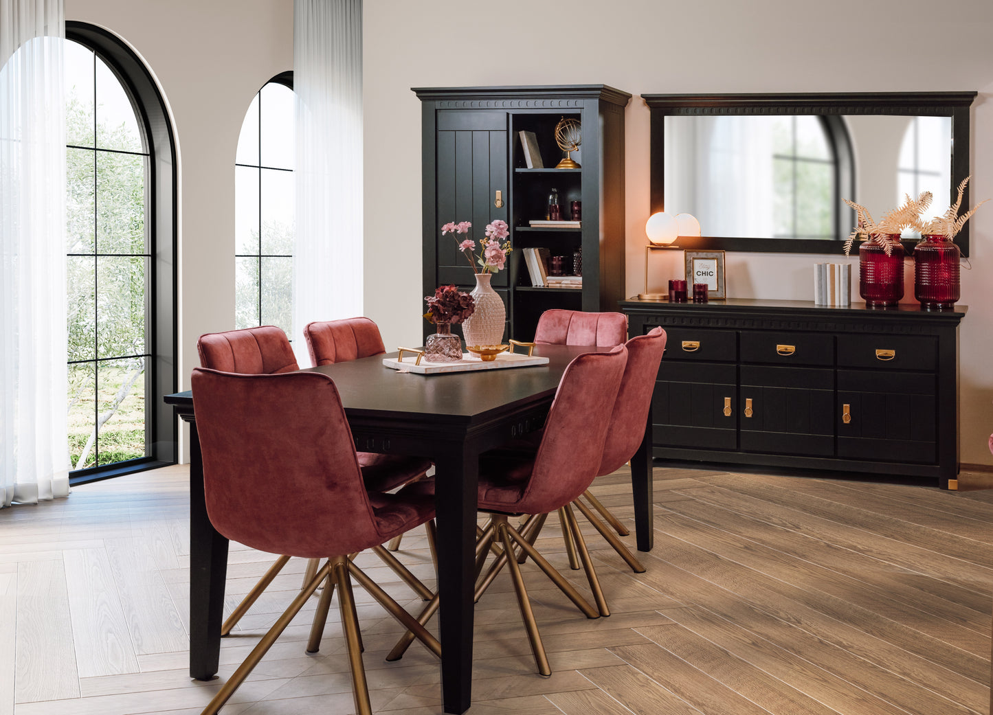 Masa Saint Tropez, Extensibila, Vopsit Negru, 160/215 x 90 x 77.5 Cm