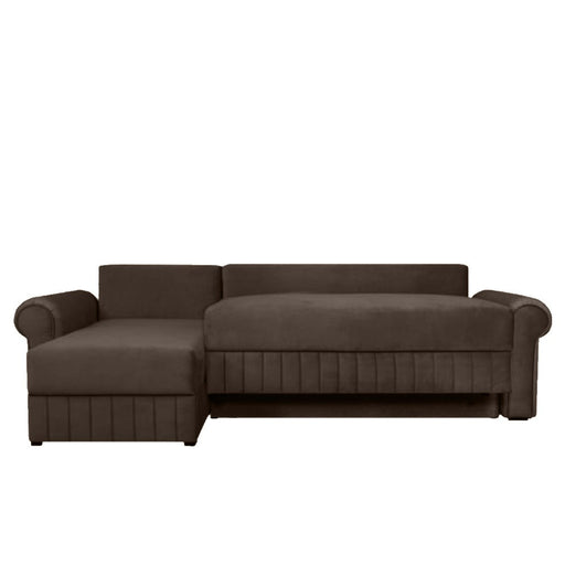 Coltar Extensibil Stanga Chic, 5 Locuri, Lada Depozitare, Maro, 273 Cm