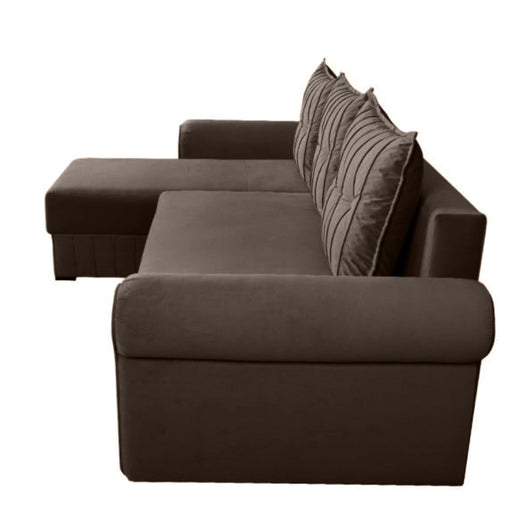 Coltar Extensibil Stanga Chic, 5 Locuri, Lada Depozitare, Maro, 273 Cm