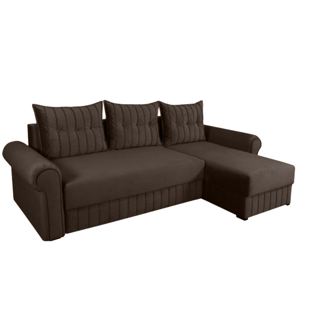 Coltar Extensibil Dreapta Chic, 5 Locuri, Lada Depozitare, Maro, 273 Cm