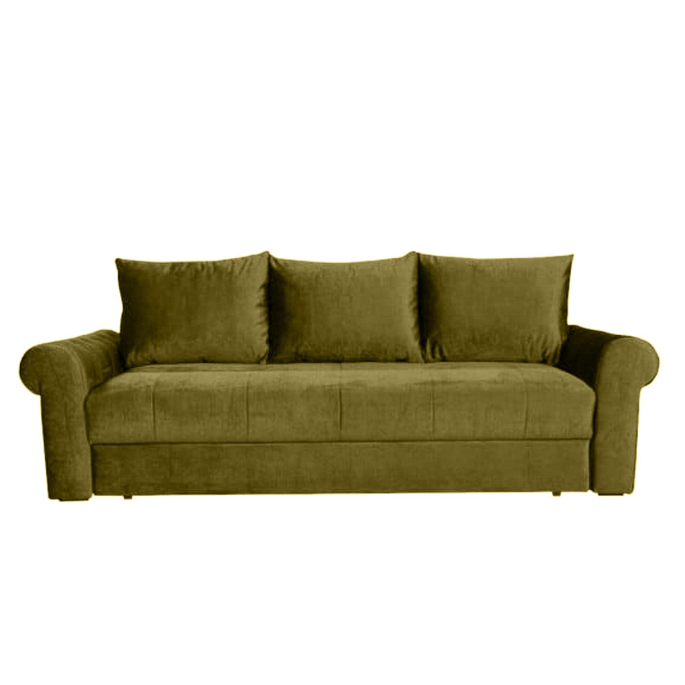 Canapea Extensibila Trendy, 3 Locuri, Lada Depozitare, Verde Olive, 243 Cm