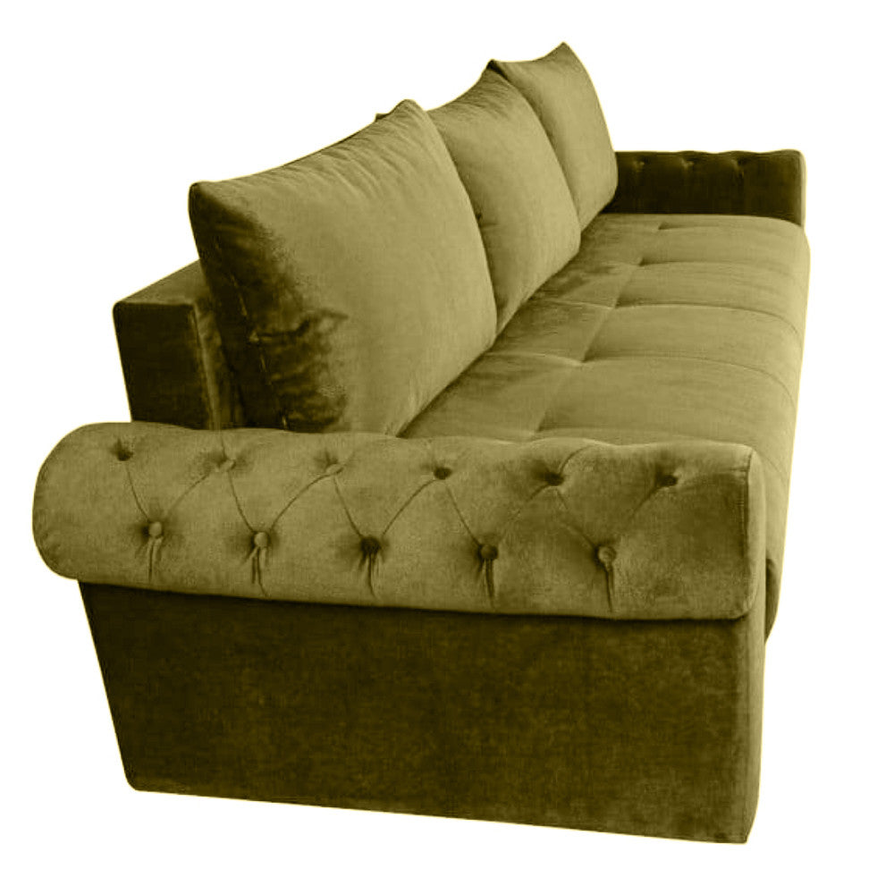 Canapea Extensibila Trendy, 3 Locuri, Lada Depozitare, Verde Olive, 243 Cm