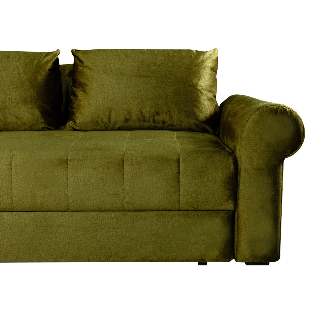 Canapea Extensibila Trendy, 3 Locuri, Lada Depozitare, Verde Olive, 243 Cm